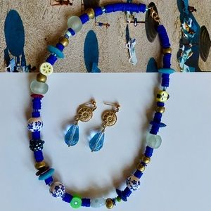 Completely Random Blue Polymer Mix Necklace